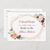 美しいフローラ金ゴールドフレームブライダルシャワーレシピ ポストカード (正面/裏面)