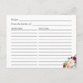 美しいフローラ金ゴールドフレームブライダルシャワーレシピ ポストカード (裏面)