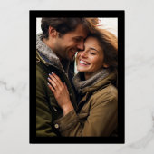 美しいフローラ金ゴールドモノグラム結婚写真 箔招待状 (裏面)