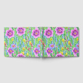 美しいフローラ鮮やか水彩紫色の緑 ゲストブック (全面)