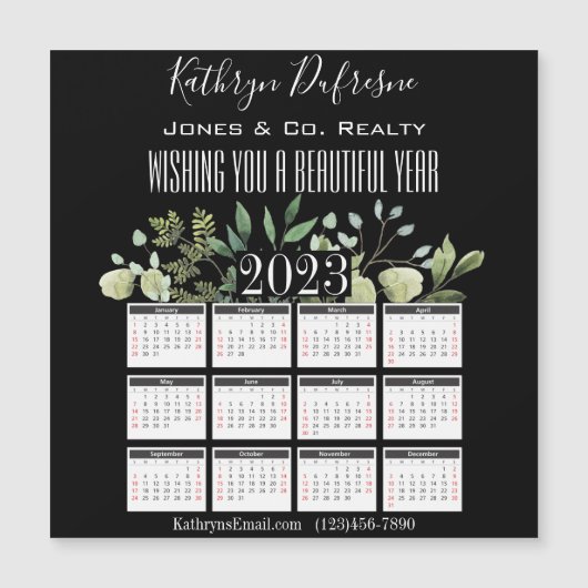 美しいフローラ2023パーソナライズされた磁石 (正面)