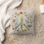 美しいフローラ70sレトロ平和サイン クッション (ブランケット)