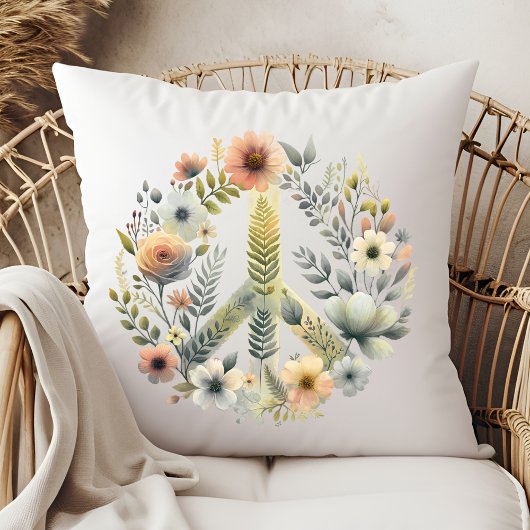 美しいフローラ70sレトロ平和サイン クッション