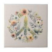 美しいフローラ70sレトロ平和サイン タイル (正面)