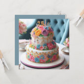 美しいフローラ75番目のお誕生日ケーキ カード (正面/裏面インサイチュ)