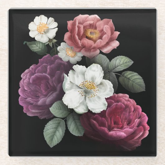 美しいフローラ ガラスコースター (正面)