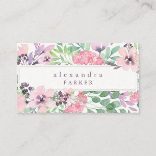 美しいフローラ トレンディー水彩フレーム 名刺