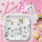 美しいフローラ、蝶 ペーパープレート (パーティー)