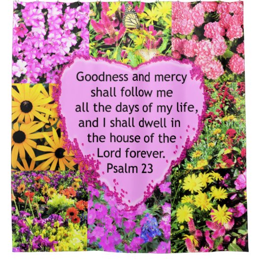 美しいフローラPSALM 23デザイン シャワーカーテン (正面)