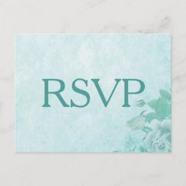 美しいフローラRSVP （青） インビテーションポストカード