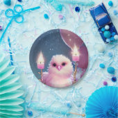 美しいフワフワのピンク誕生日ベビーバード ペーパープレート (パーティー)