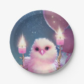 美しいフワフワのピンク誕生日ベビーバード ペーパープレート (正面)