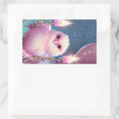 美しいフワフワのピンク誕生日ベビーバード 長方形シール (バッグ)