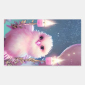 美しいフワフワのピンク誕生日ベビーバード 長方形シール (正面)