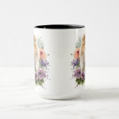 美しいフワフワの水色ポメラニア犬犬 マグカップ (中央)