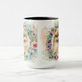 美しいフワフワの水色ポメラニア犬犬 マグカップ (中央)