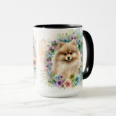 美しいフワフワの水色ポメラニア犬犬 マグカップ (正面右)