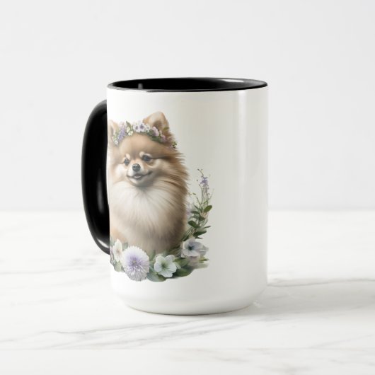 美しいフワフワの水色ポメラニア犬犬 マグカップ (正面左)