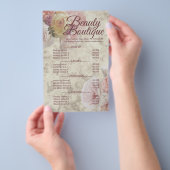 美しいブティッククリームフラワーエレガントプライスリスト チラシ (ハンドル)