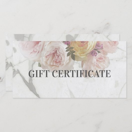 美しいブティックマーブルフラワーデラックスデザイン サンキューカード (正面/裏面)