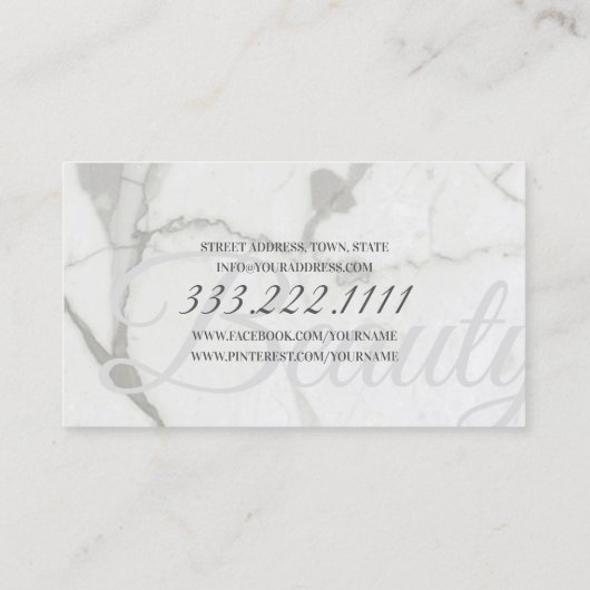 美しいブティックマーブルフラワーメイクアップヘアカード 名刺 (裏面)
