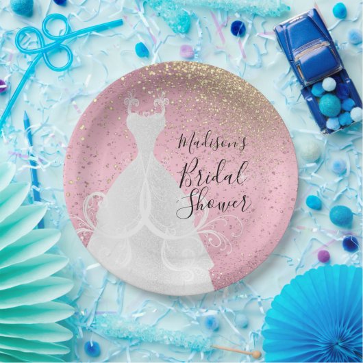 美しいブライズシャワー - ピンクの紙皿 ペーパープレート (パーティー)