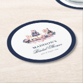 美しいブライダルシャワーのパーソナライズ ラウンドペーパーコースター (アングル)