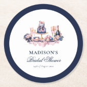 美しいブライダルシャワーのパーソナライズ ラウンドペーパーコースター (正面)