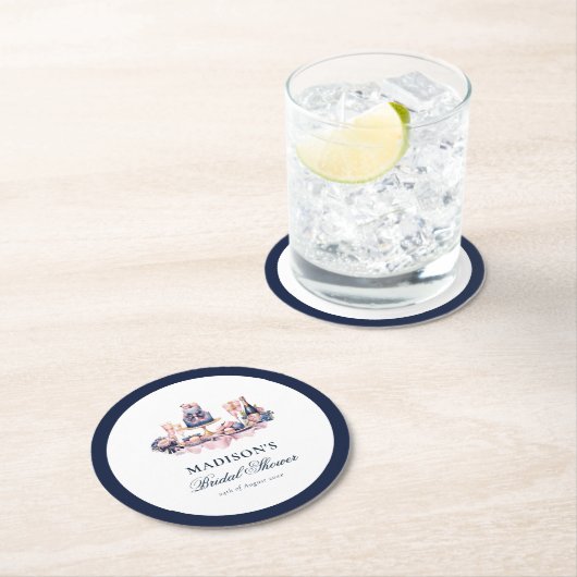 美しいブライダルシャワーパーソナライズド ラウンドペーパーコースター (インサイチュ)