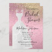 美しいブライダルシャワー-かわいらしピンク 招待状 (正面/裏面)