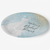 美しいブライダルシャワー – ベビーブルー ペーパープレート (アングル)