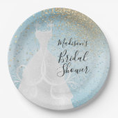 美しいブライダルシャワー – ベビーブルー ペーパープレート (正面)