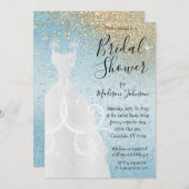 美しいブライダルシャワー – ベビーブルー 招待状 (正面/裏面)
