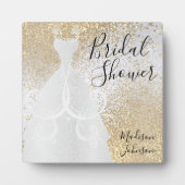 美しいブライダルシャワー – 白と金ゴールド フォトプラーク (正面)