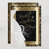 美しいブライダルメニュー金ゴールド&ブラックダマスク メニュー (正面/裏面)