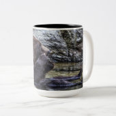 美しいブラウンの灰色グマ ツートーンマグカップ (正面右)