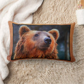 美しいブラウンベアポートレート野生生物写真 ランバークッション (ブランケット)