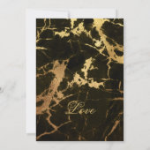 美しいブラックとゴールドのマーブル模様の結婚式 案内状 (裏面)