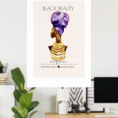 美しいブラックアフリカクイーンビッグ金ゴールドネックレス ポスター (ホームオフィス)