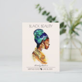 美しいブラックアフリカクイーンビッグ金ゴールドネックレス ポストカード (スタンド正面)