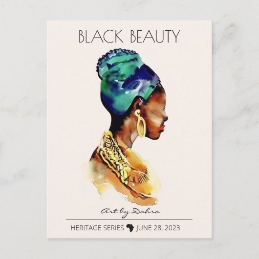 美しいブラックアフリカクイーンビッグ金ゴールドネックレス ポストカード (正面)