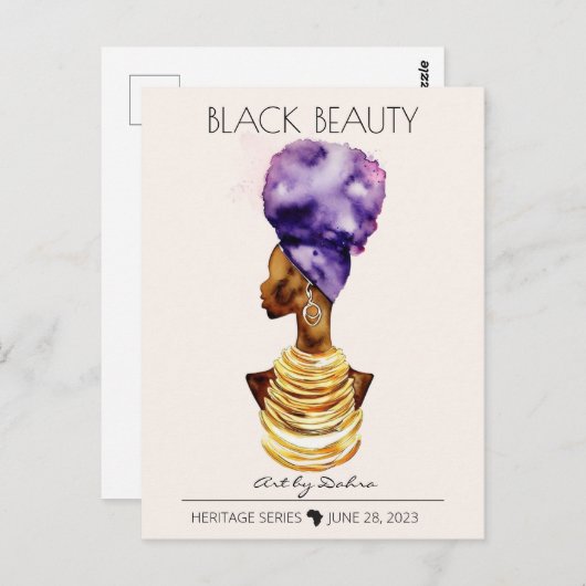 美しいブラックアフリカクイーンビッグ金ゴールドネックレス ポストカード (正面/裏面)