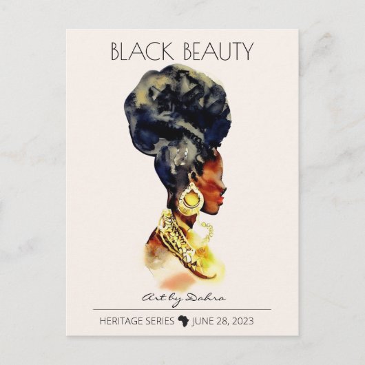 美しいブラックアフリカクイーンビッグ金ゴールドネックレス ポストカード (正面)