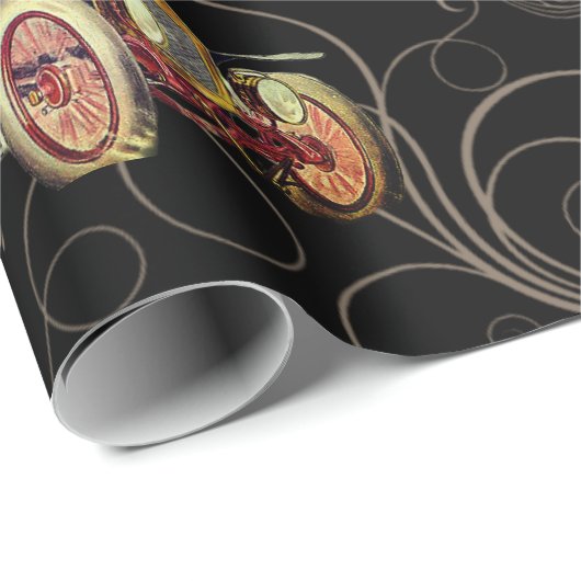 美しいブラックアンティーククリスマスフラワーオーバーレイ ラッピングペーパー (ロールコーナー)