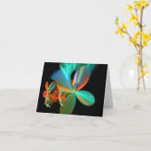 美しいブラックオレンジグリーンフラクタルアート カード (黄色い花)