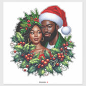 美しいブラックカップルホリーのクリスマスリースアート シール (シート)
