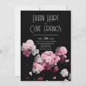 美しいブラックピンクのハイドランジアの花のウェディング 招待状 (正面)