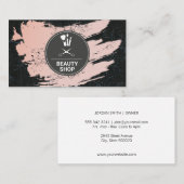 美しいブラックマーブル | ヘアスタイリストのメイクアップアーティスト 名刺 (正面/裏面)