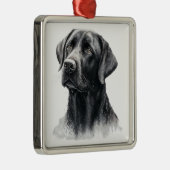 美しいブラックラブラドールレトリエバードッグ メタルオーナメント (右)