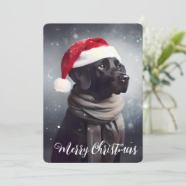 美しいブラックラボサンタクリスマス シーズンカード